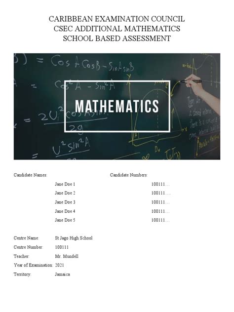Csec Additional Mathematics Sba Group 1 Pdf Interest Compound