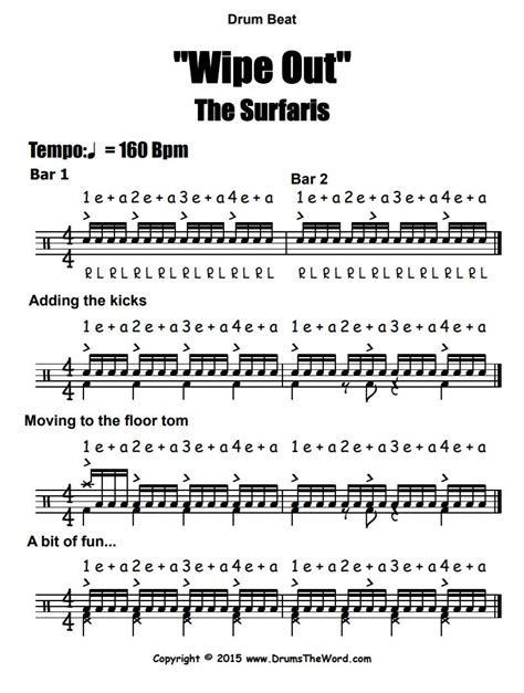 Wipe Out The Surfaris Drum Beat Free Video Drum Lesson