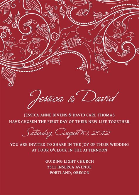 How do you create your own invitation? Wedding Invitation Templates PSD Photoshop - Red Crimson White Foliage - Flowers - Gimp - Do It ...