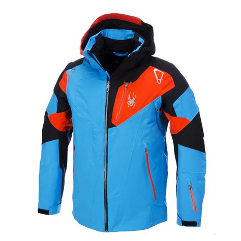Spyder Leader Ski Jacket Men Electric Blue Black Rage Orange