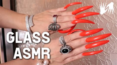long nails asmr glass tapping and scratching lora long nails