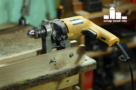 The ultimate collection of diy workshop tools!: scrap wood city: How to convert a drill press stand into a DIY lathe