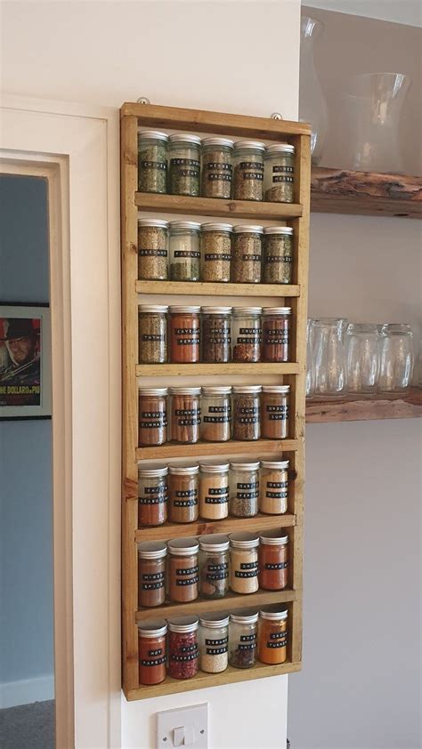 Slimline Wall Mounted Wooden Rustic Spice Rack With Or Without Etsy