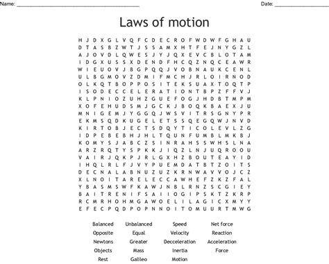 Force And Motion Word Search Wordmint