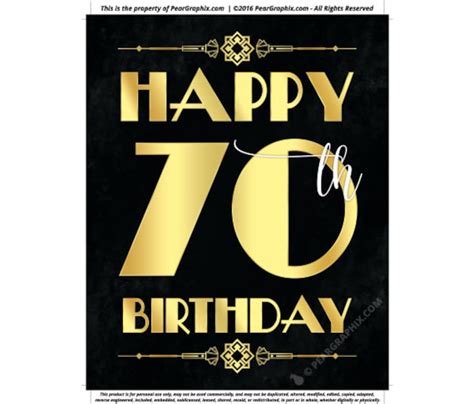 Happy 70th Birthday Sign Printable 70th Birthday Decor Etsy