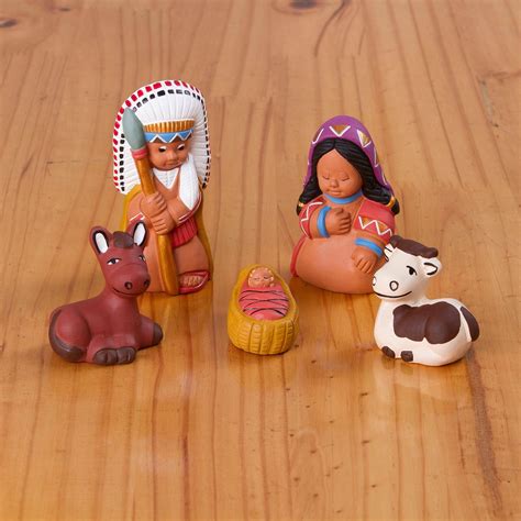 Unicef Market Painted Ceramic Native American Nativity Scene From