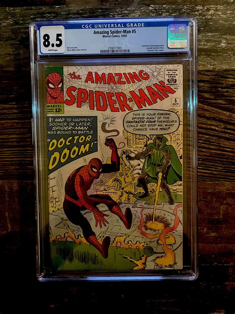 Rare White Pages Amazing Spider Man 5 Cgc 85 1st Doctor Doom Spid