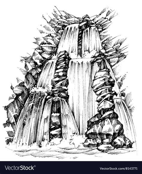 Waterfalls Coloring Pages Free Outline Sketch Drawing