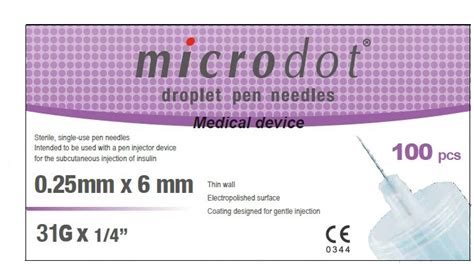 Microdot Droplet Insulin Pen Needles 31g 6mm Microdot