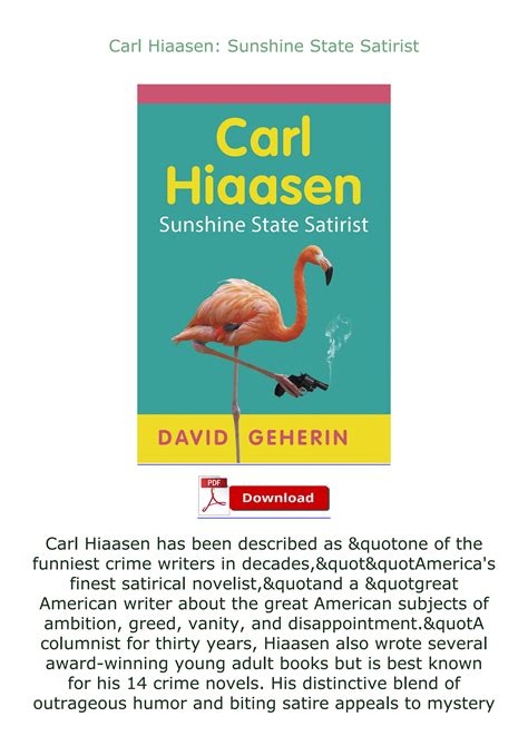 ⚡pdf⚡ Full Download Carl Hiaasen Sunshine State Satirist By Elkanvanderstappen656 Issuu