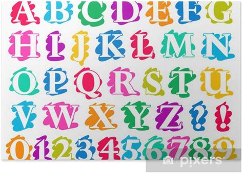 poster lettres de l alphabet couleur doodle de démarrage et chiffres pixers fr