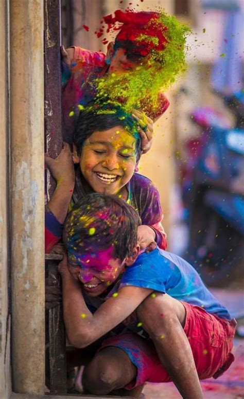 Children Celebrating The Festival Of Colours Holi Rpics