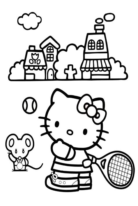Hello Kitty playing tennis - Only Kids Only | Hello kitty colouring