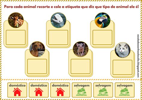 Atividades e plano de aula animais domésticos e selvagens educação