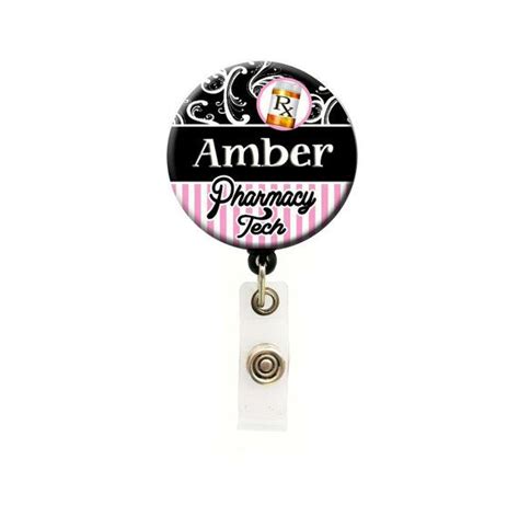 Pharmacy Tech Nurse Badge Retractable Id Name Badge By Trendyartz 7