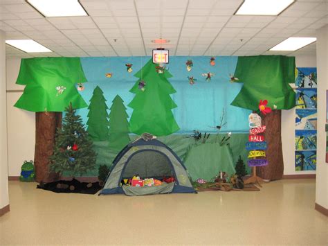 This Camping Themed Book Fair Features Tents Trees And Smore