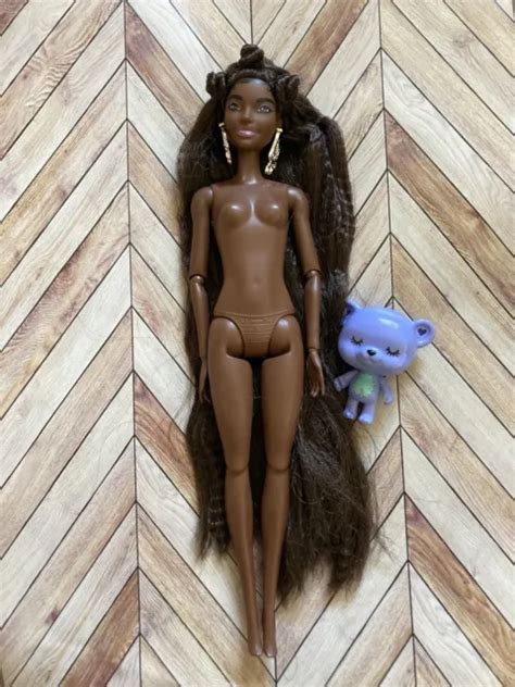 BARBIE EXTRA FANCY NUDE AA Articulated Black Doll Bantu Knot Long Hair