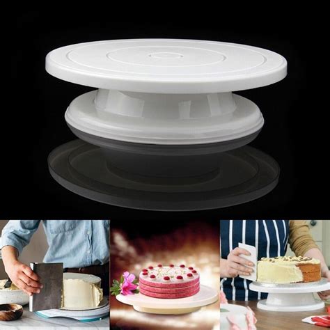Hot Plastic Cake Plate Turntable Rotating Anti Skid Round Cake Stand