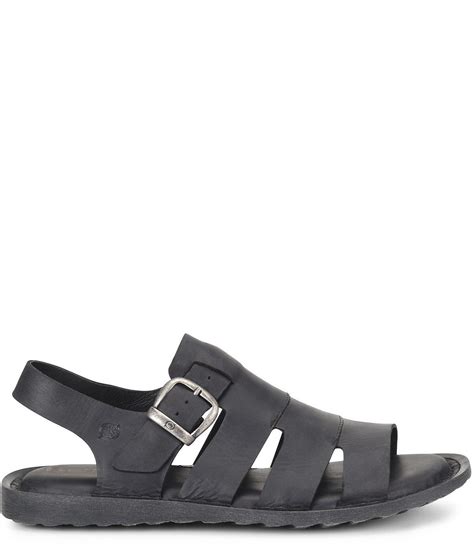 Born Mens Leather Bridger Open Toe Fisherman Sandal In Black For Men