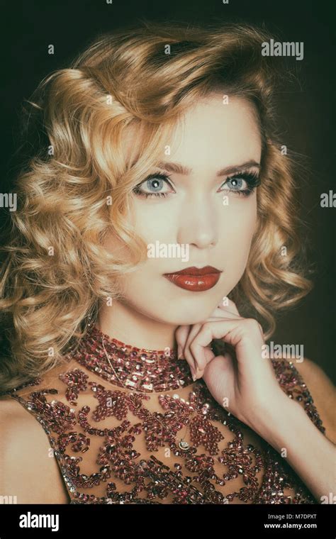 Portrait Of A Beautiful Blonde Woman Stock Photo Alamy