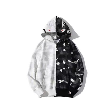 Bape Black And White Luminous Hoodie Sweatshirt A Bathing Etsy