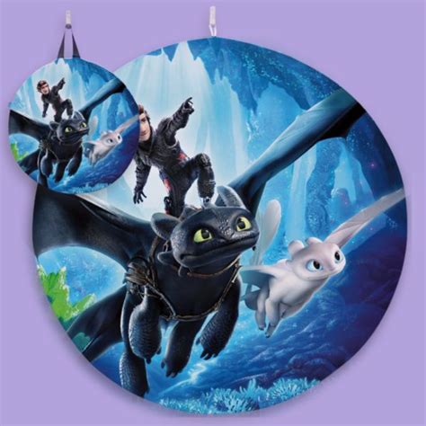 An Image Of How To Train Your Dragon Characters On The Back Of A Round