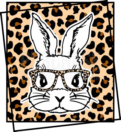 Bunny Leopard With Sunglasses Svg Easter Bunny Svg Bunny Face Svg