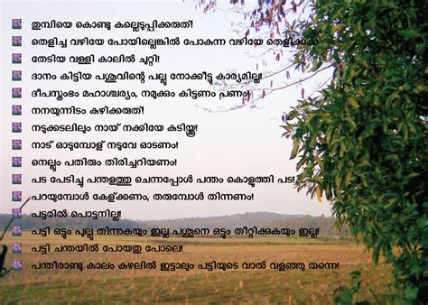 These were the comedy pazhamchollukal from malayalam films. എയ്യാല്‍: Malayalam Proverbs (Pazhamchollukal)