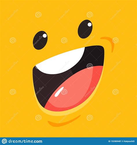 Square Laughing Yellow Smile In Cartoon Style. Vector Illustration ...