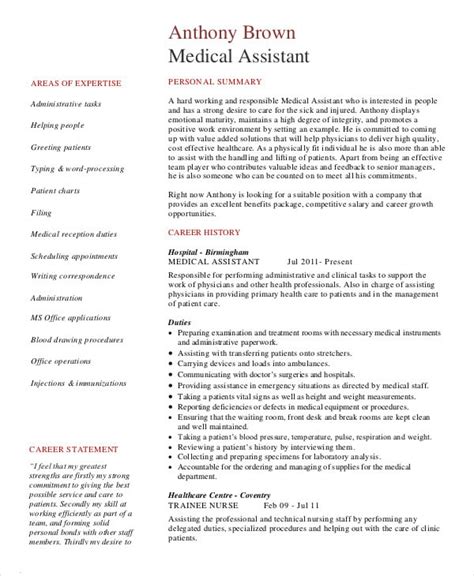 Medical Assistant Resume Templates PDF DOC