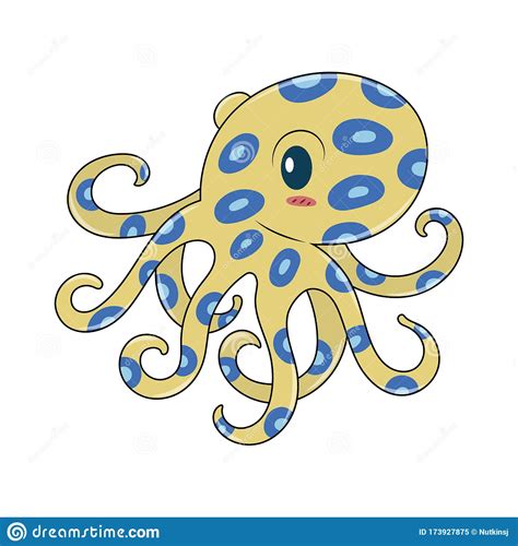 Cute Blue Ring Octopus Stock Vector Illustration Of Octopus 173927875