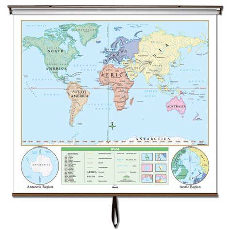 Classroom World Map World Beginner Classroom Wall Map On Roller W