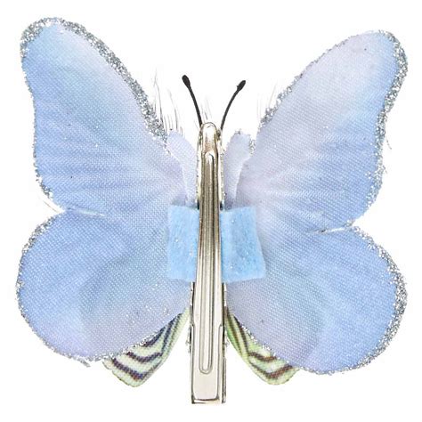 Blue And Feathers Butterfly Hair Clip Claires Us