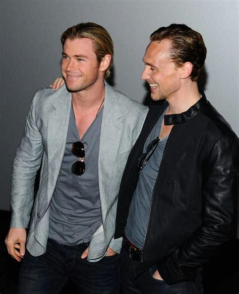 chris hemsworth and tom hiddleston have the hottest bromance to ever exist chris hemsworth