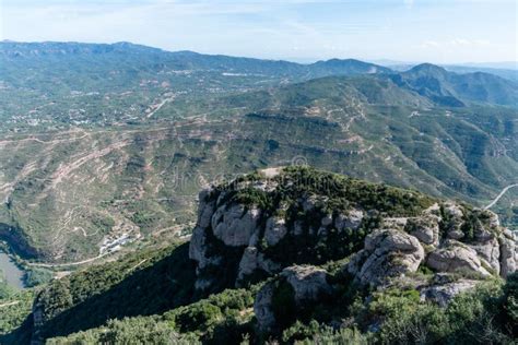 Scenic Aerial Montserrat Vista Near Barcelona Catalonia Stock Image