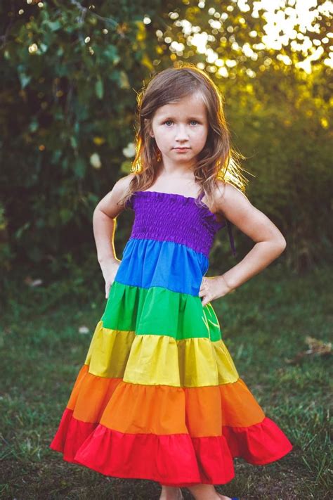 Rainbow Dress Girls Rainbow Twirl Dress Party Dress Rainbow Party