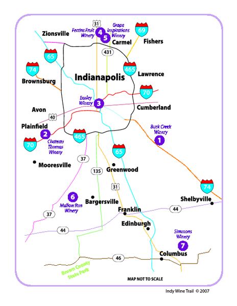 Indy Wine Trail Map Indianapolis Indiana Mappery
