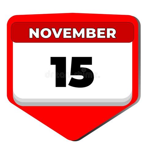 15 November Vector Icon Calendar Day 15 Date Of November Fifteenth
