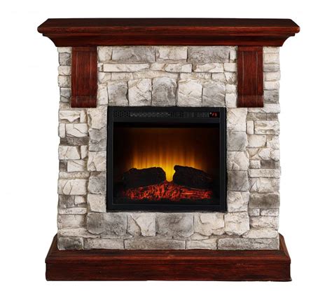 bold flame 40 inch faux stone electric fireplace in tan grey