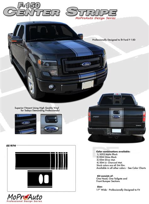 Center Stripe Ford F 150 Racing Stripes Vinyl Graphics Decals 2009