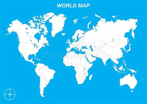 World Map Outline With Borders Stock Illustration Illustration Of