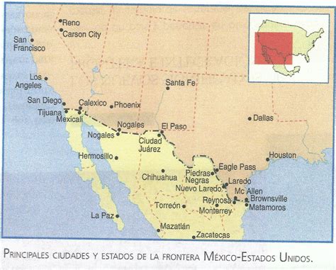 Mapa Fronterizo Estados Unidos Mexico Con Banderas Nacionales Images