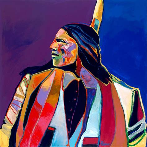A Painting Of A Native American Man With Long Hair And Wearing A