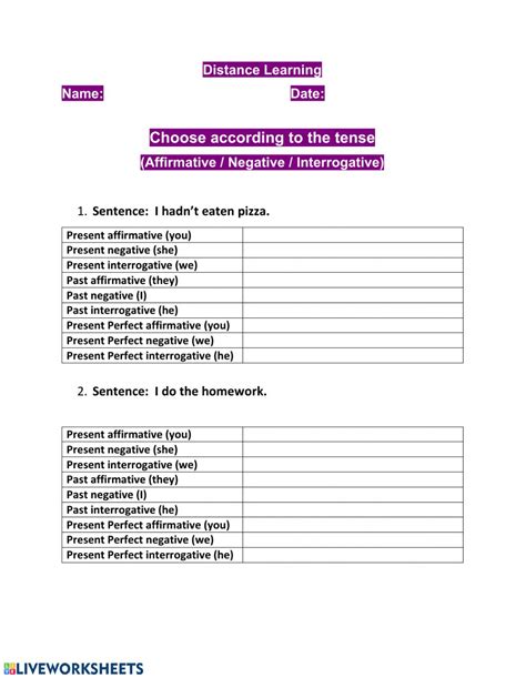 choose    tense worksheet