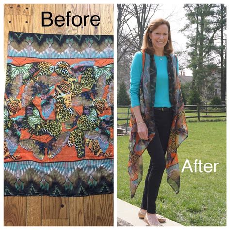 scarf to vest sewing handmade repurpose diy scarf vest scarf vest upcycle clothes diy