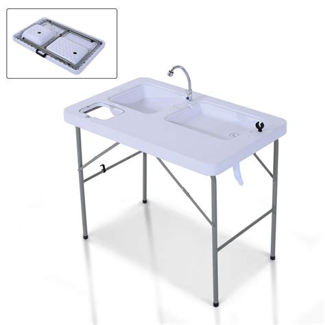 Outsunny 40 Portable Folding Easy Clean Camping Dish Sink W Faucet