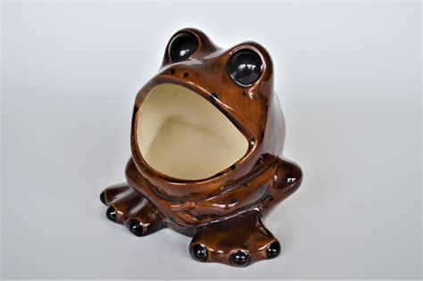 Vintage Brown Frog Ceramic Scrubby Sponge Holder Kitchen Chores