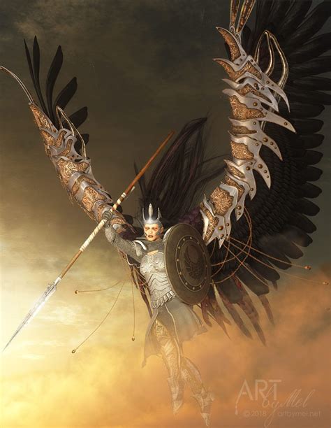 An Arch Angel In Full Battle Armor Ready To Smite Her Enemy Fallen