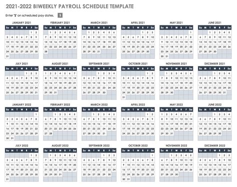 2022 Biweekly Payroll Calendar Template Excel Printable Form