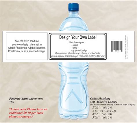 Diy Make Your Own Water Bottle Label Custom Water Bottle